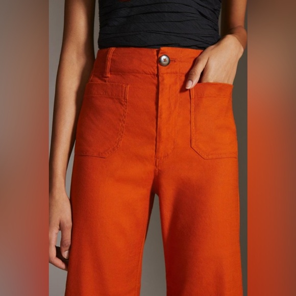 10 TALL Anthropologie Maeve The Colette Cropped Linen Wide-Leg Pants 10 tall - Picture 5 of 11